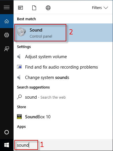 Type sound in Start menu