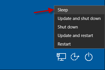 Choose Sleep from Power options