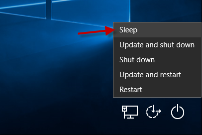 Choose Sleep from sign-in screen