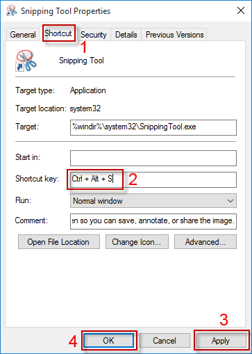 assign shortcut key