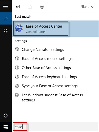 Search ease of access