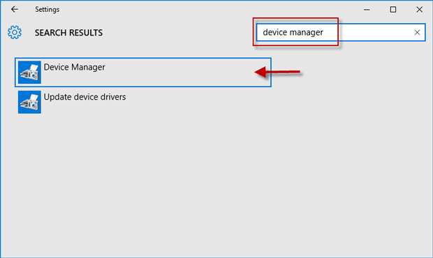 device manager in settings