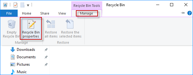 Select Manage tab