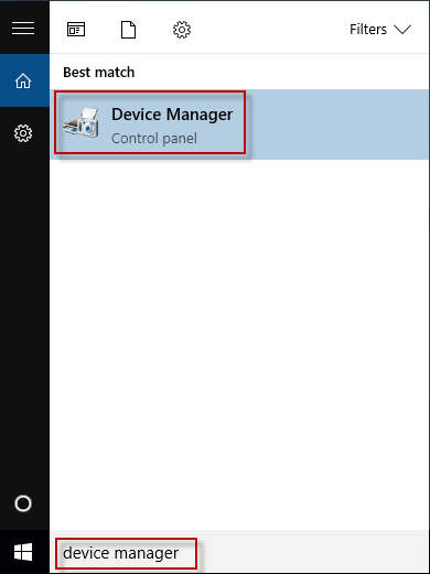 search device manager in cortana