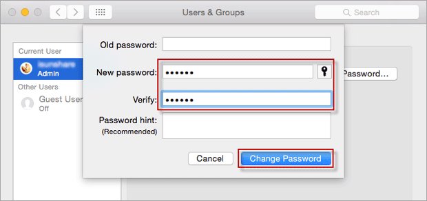 Type in password