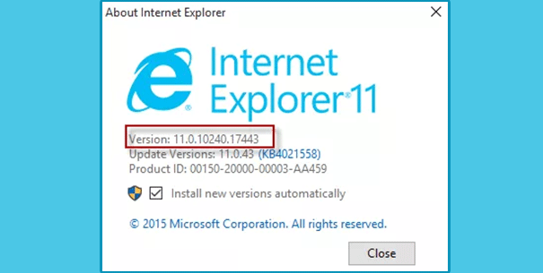 проверить версию Internet Explorer