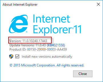 View Internet Explorer version