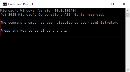 command prompt is disabled