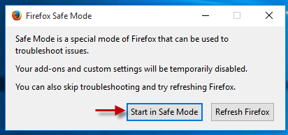 Click Start in safe mode