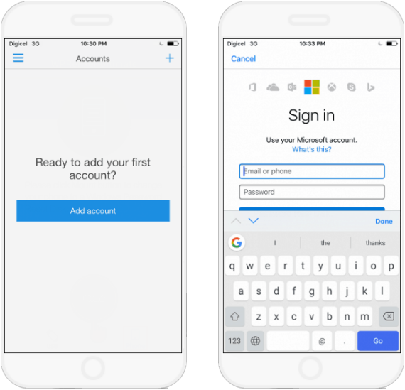 Add MS account to Authenticator app