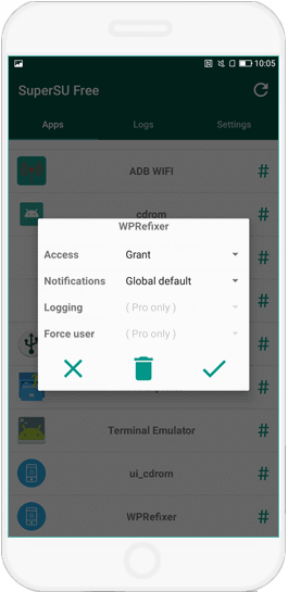 Grant WPRefixer access to Android phone