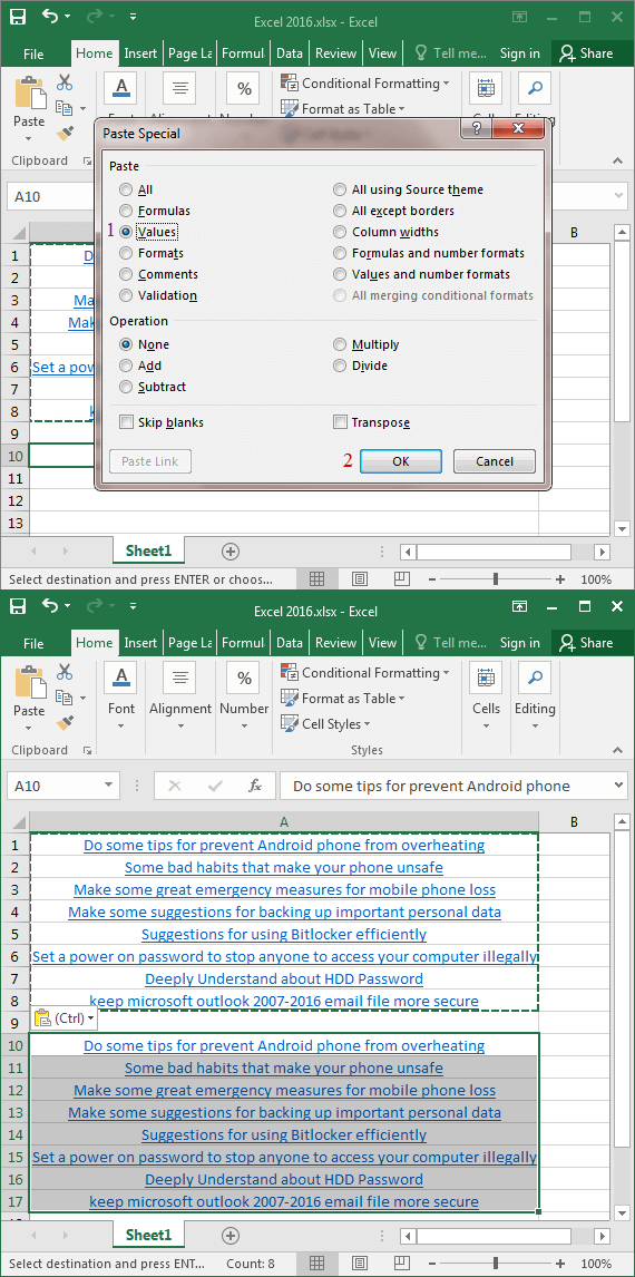 how to disable links in excel