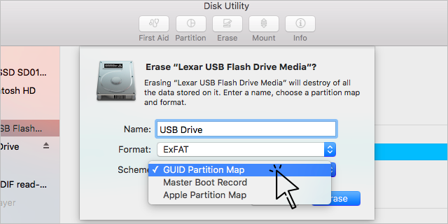 Format USB as bootable drive