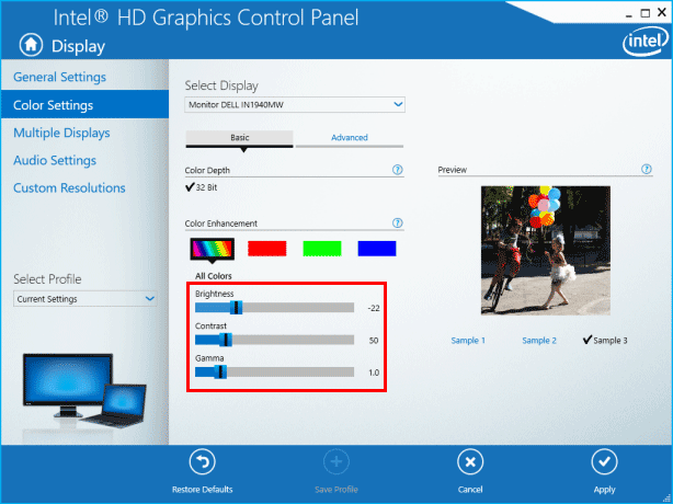 Adjust Display Brightness on Inter Graphics Properties