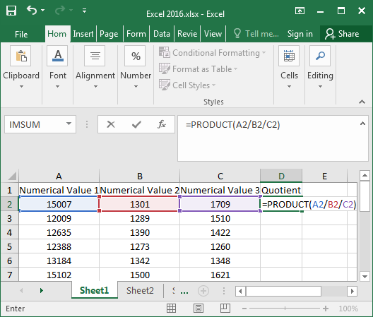 input the formula and enter