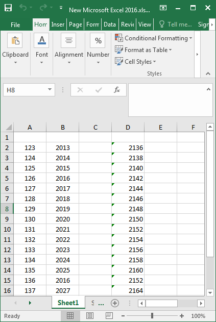 open the excel worksheet