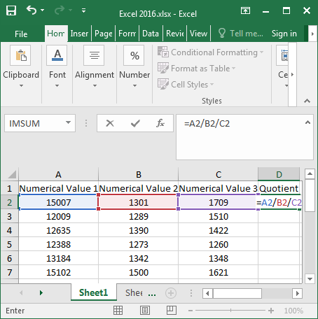 type the formula