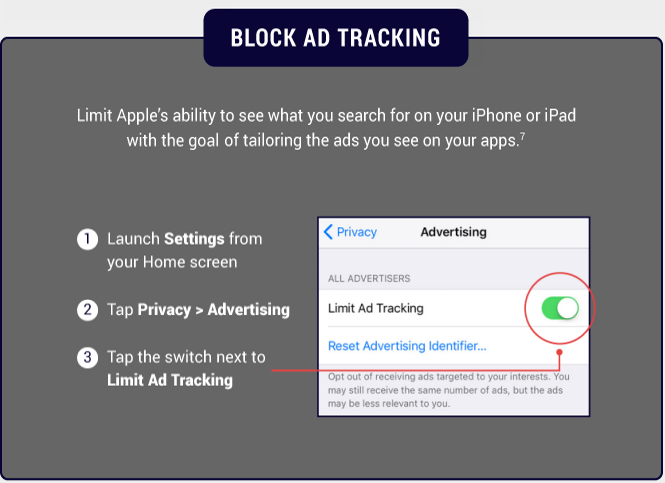 Block ad tracking in iPhone