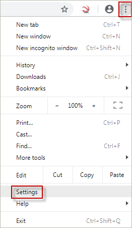 choose settings option