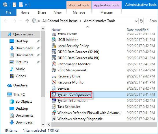 double-click system configuration shortcut