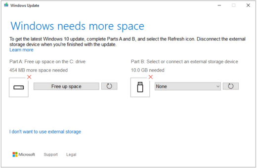 Free up space to install the Windows 10 October update