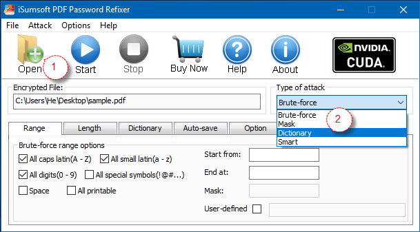 Import a password secured PDF file