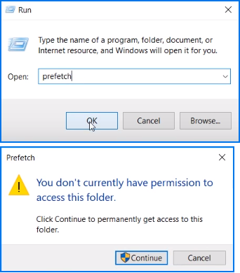 Open prefetch folder