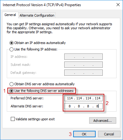 введите адрес DNS-сервера