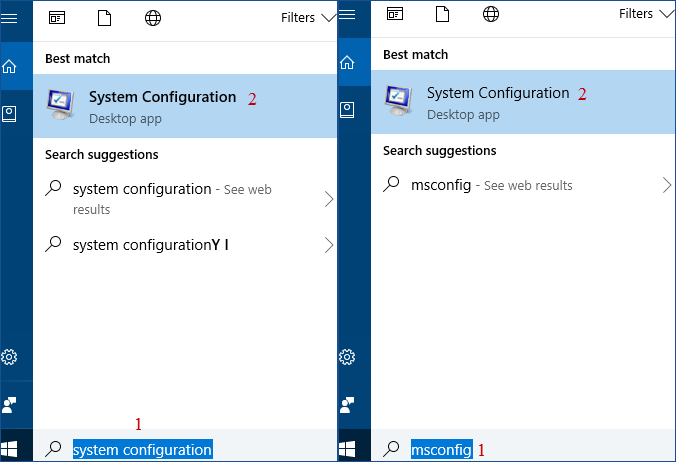 type system configuration or msconfig