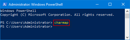 input charmap and press enter