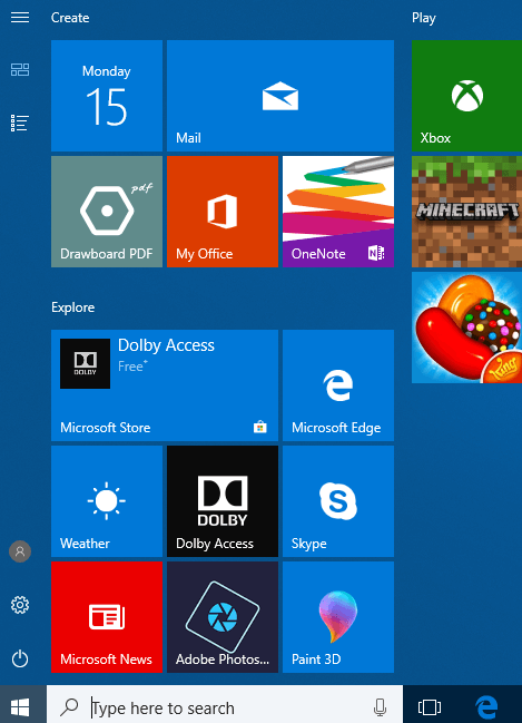 no all apps list is displayed in start menu