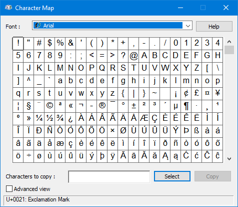 open windows 10 character map