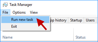 click Run new task