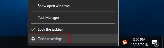 open taskbar settings