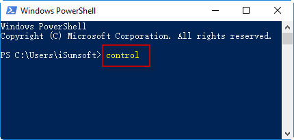 type control in Windows PowerShell