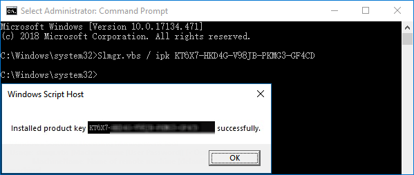 Activate Windows 10 with slmgr