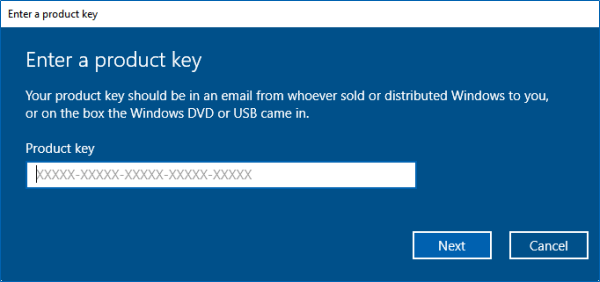 Enter product key