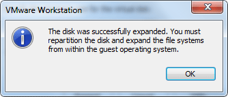 disk successfully expanded