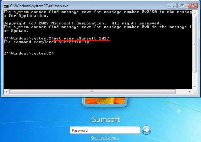 reset password using command