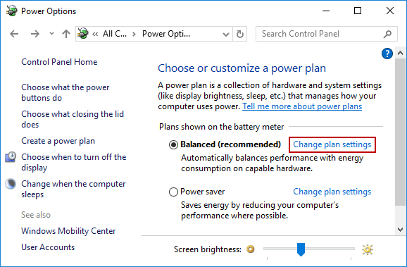 change plan settings