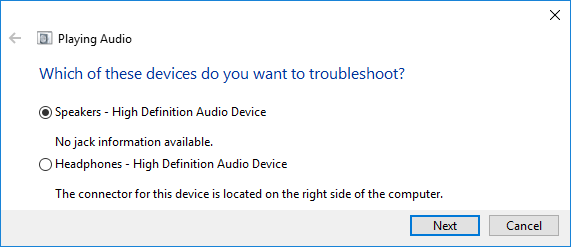 choose Speakers option