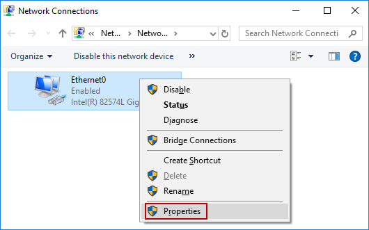 right-click Ethernet