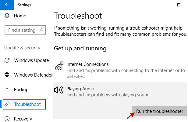 select Playing Audio