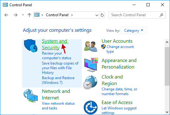 select System and Security