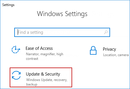 select Update and Security