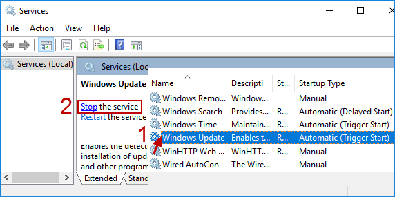 stop the Windows Update