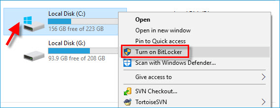 turn on BitLocker