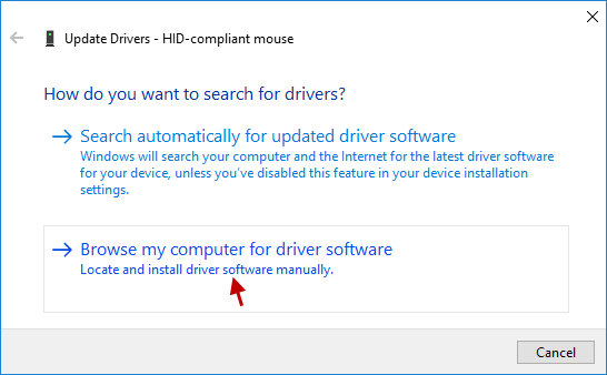 Browse computer for driver software