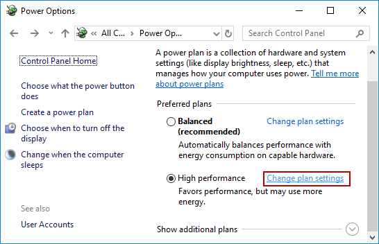 Change plan settings