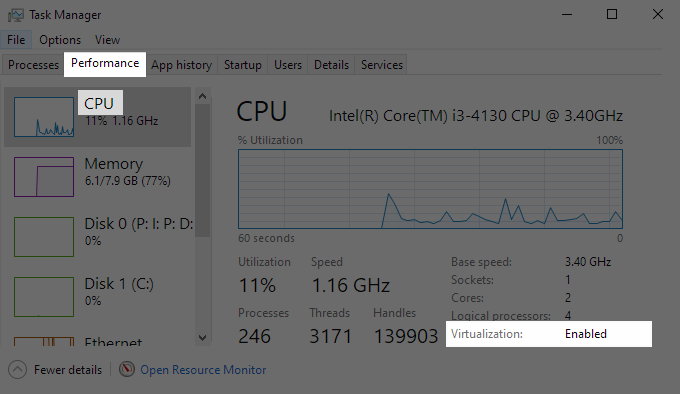 Check if virtualization is enabled